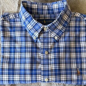 Ralph Lauren Classic Blue Plaid Button-Down Shirt
